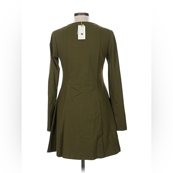 Rihoas Green Button Down Square Neck Long sleeve Dress - Picture 5 of 6